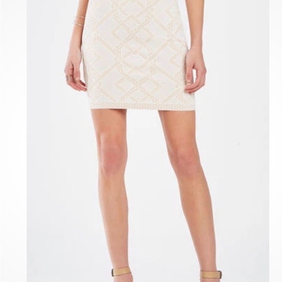BCBGMaxAzria Cream Tan Pavel Jacquard Geometric Pencil Skirt XXS - Picture 7 of 7